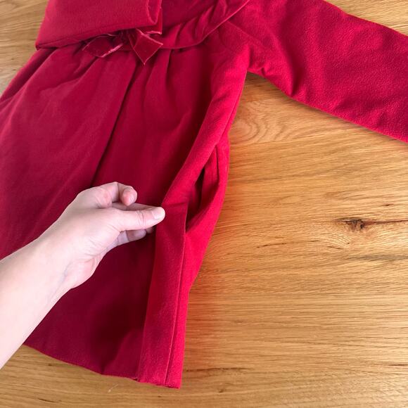 Patachou Girls Red Ruffle Collar Bow Detail Dress Coat Size 3Y - Picture 7 of 9